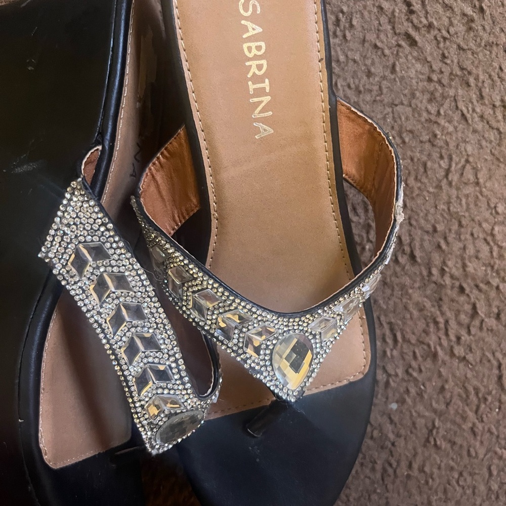 Sabina Black and Silver Embellished Sandals
